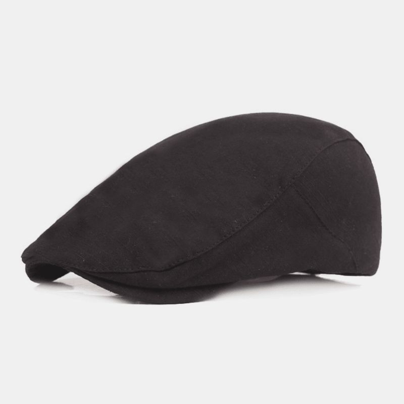 Miesten Cotton Baret Cap Yksivärinen Säädettävä Rento Retro Aurinkovarjo Eteenpäin Lippalakki Litteä Hattu