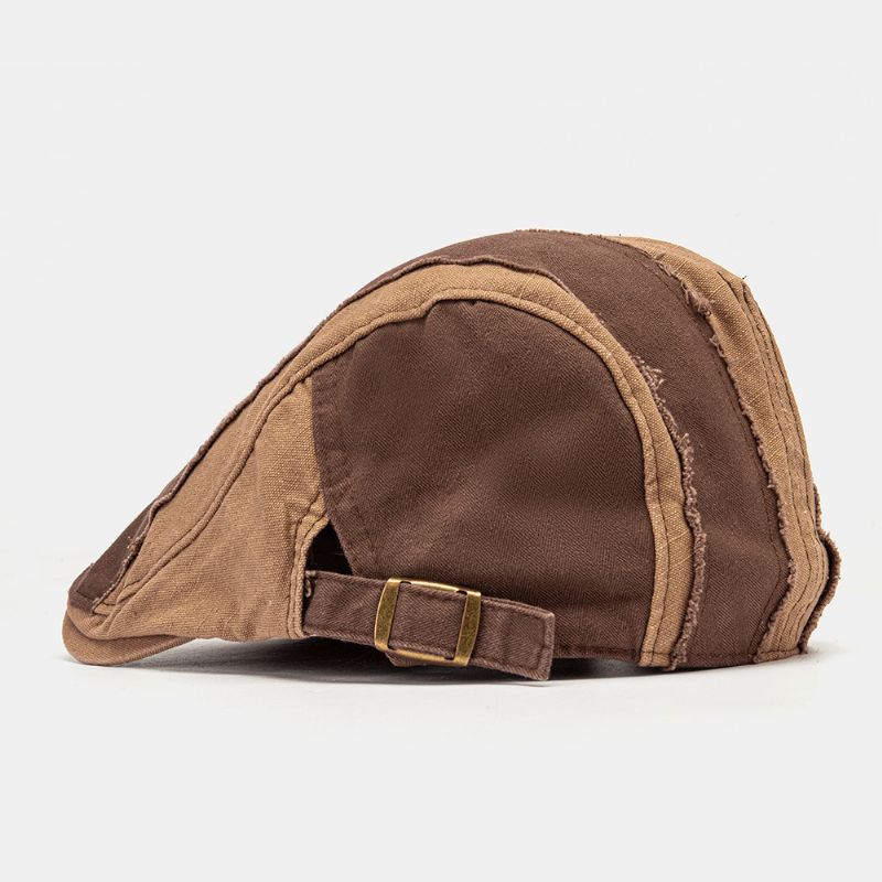 Miesten Make-Old Patchwork Litteä Hattu Brittiläinen Retro Simple Newsboy Hattu Ivy Cap Forward Cap Baret Cap