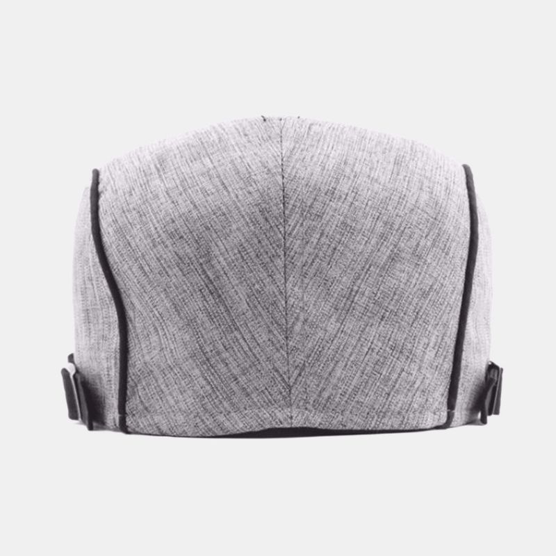 Miesten Pinstripe Baret Cap Puuvilla Pellava Säädettävä British Fashion Aurinkovarjo Sanomalehtipäällikkö Litteä Hattu