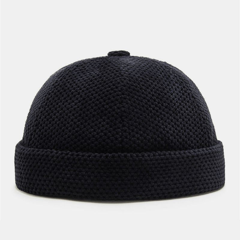 Miesten Puuvillaneulottu Yksivärinen British Vintage Brimless Beanie Landlord Cap Skull Cap