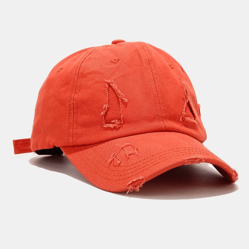 Unisex Cotton Broken Holes Muoti Ulkona Aurinkovarjo Baseball-Hattu