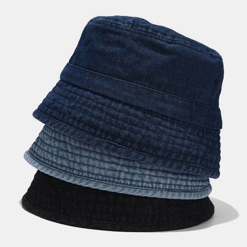 Unisex Denim Broken Holes Made- Old Fashion Outdoor Aurinkovarjo Bucket Hat