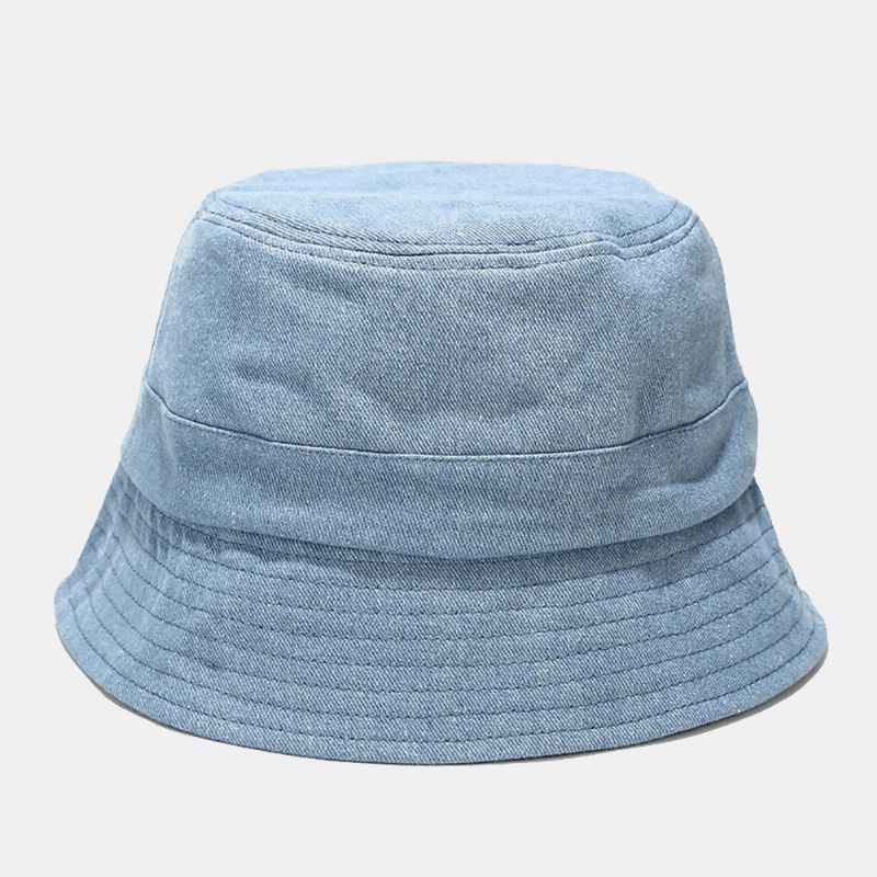 Unisex Denim Broken Holes Made- Old Fashion Outdoor Aurinkovarjo Bucket Hat