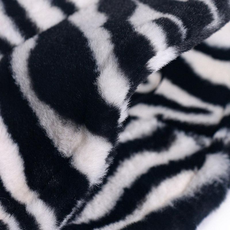 Unisex-Huopainen Zebra Pattern Plus Paksu Ja Samettinen Lämmin Tuulenpitävä Pehmeä Ämpärihattu