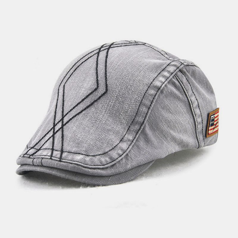 Unisex-Kaksoiskirjontalanka Diamond Grid Ivy Cap Säädettävä Casual Twill Cap Baret Cap Litteä Hattu