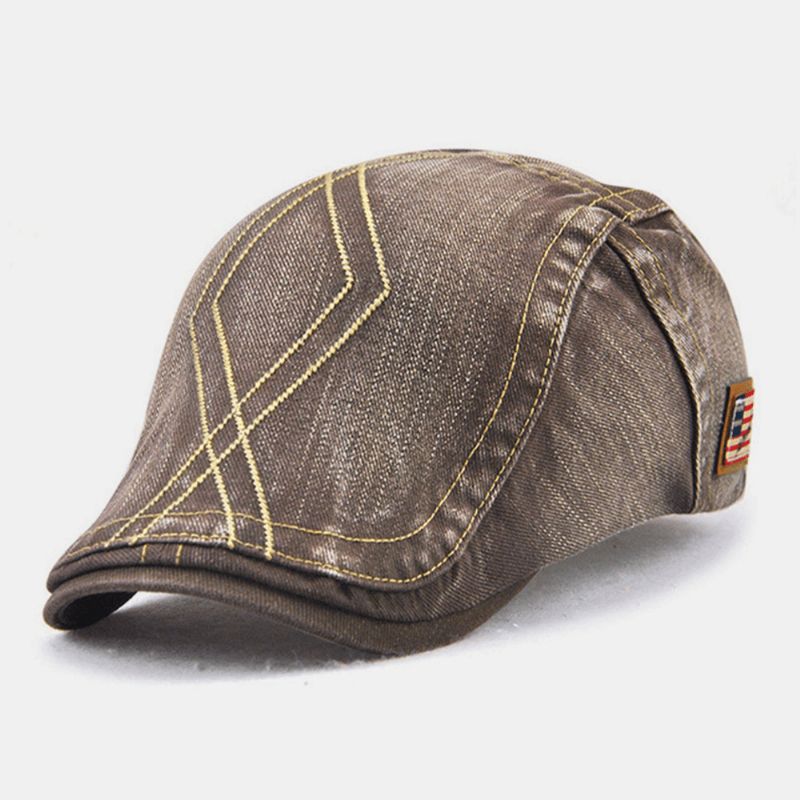 Unisex-Kaksoiskirjontalanka Diamond Grid Ivy Cap Säädettävä Casual Twill Cap Baret Cap Litteä Hattu