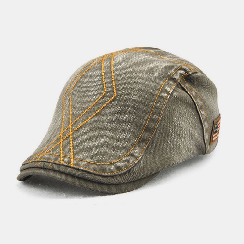 Unisex-Kaksoiskirjontalanka Diamond Grid Ivy Cap Säädettävä Casual Twill Cap Baret Cap Litteä Hattu