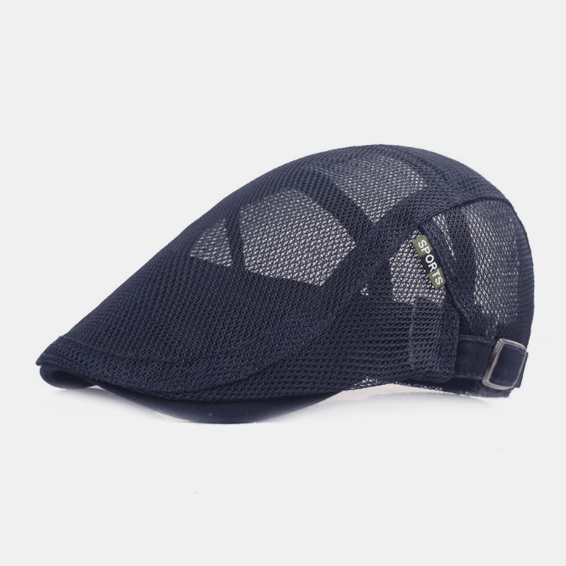 Unisex-Kokoinen Mesh-Barettihattu Summer Cool Suncreen Hengittävä Litteä Lippalakki Ivy Cap Kuljettajan Hattu