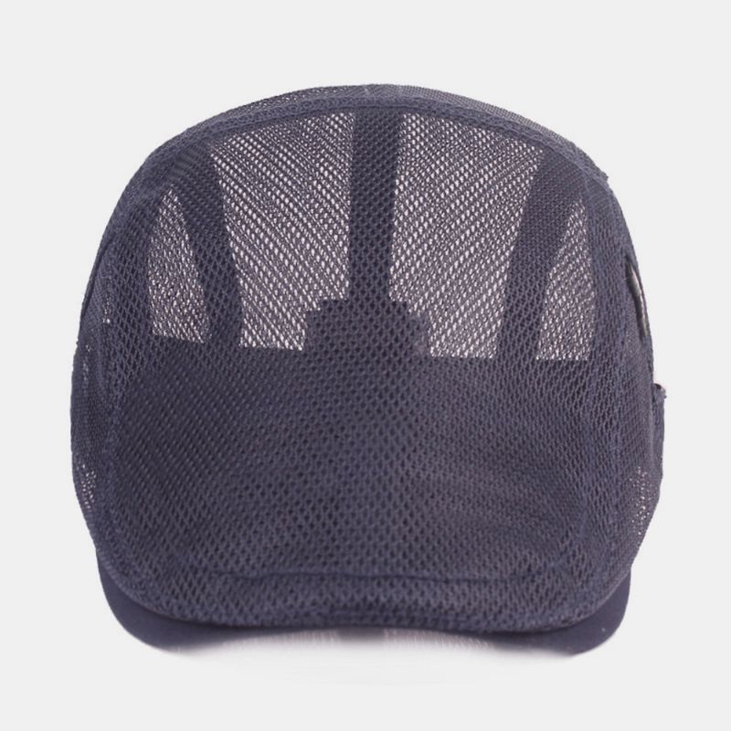 Unisex-Kokoinen Mesh-Barettihattu Summer Cool Suncreen Hengittävä Litteä Lippalakki Ivy Cap Kuljettajan Hattu