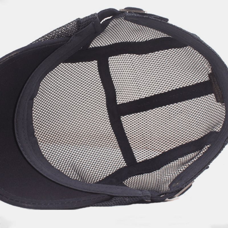 Unisex-Kokoinen Mesh-Barettihattu Summer Cool Suncreen Hengittävä Litteä Lippalakki Ivy Cap Kuljettajan Hattu