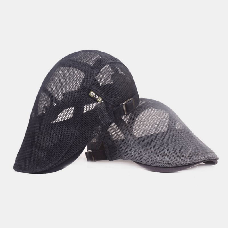 Unisex-Kokoinen Mesh-Barettihattu Summer Cool Suncreen Hengittävä Litteä Lippalakki Ivy Cap Kuljettajan Hattu