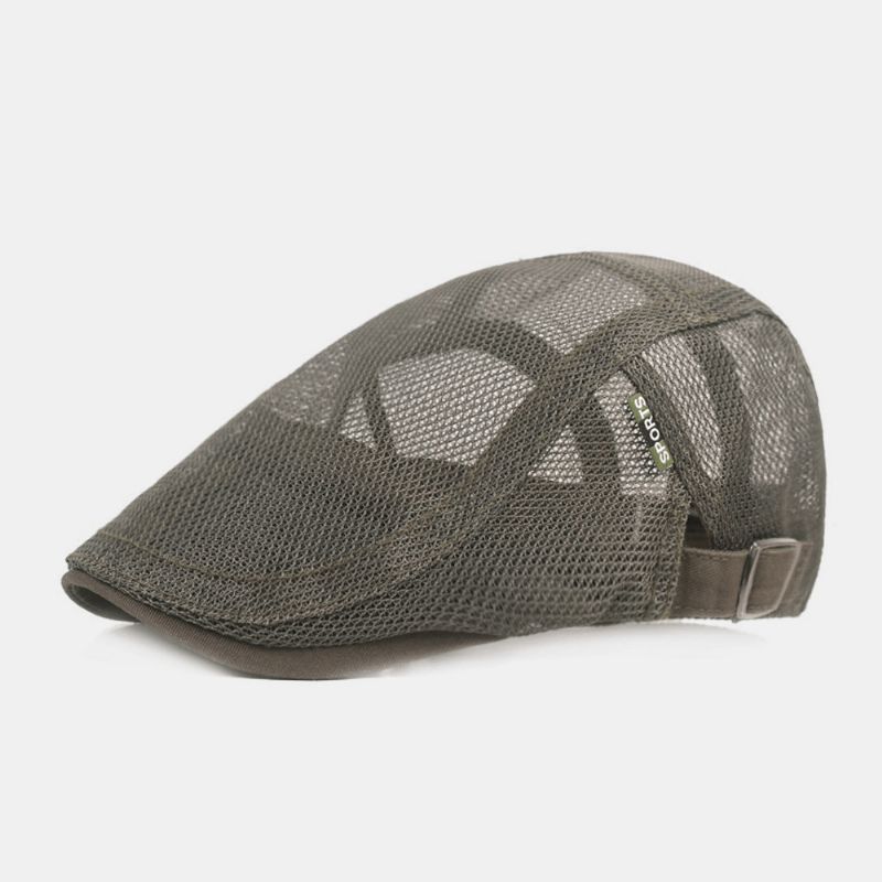 Unisex-Kokoinen Mesh-Barettihattu Summer Cool Suncreen Hengittävä Litteä Lippalakki Ivy Cap Kuljettajan Hattu