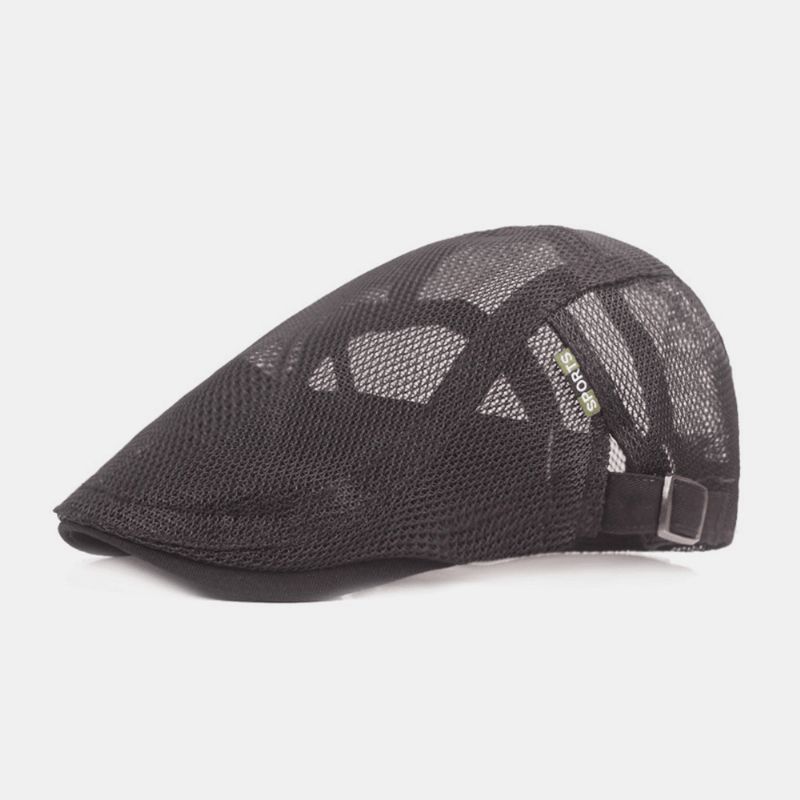 Unisex-Kokoinen Mesh-Barettihattu Summer Cool Suncreen Hengittävä Litteä Lippalakki Ivy Cap Kuljettajan Hattu