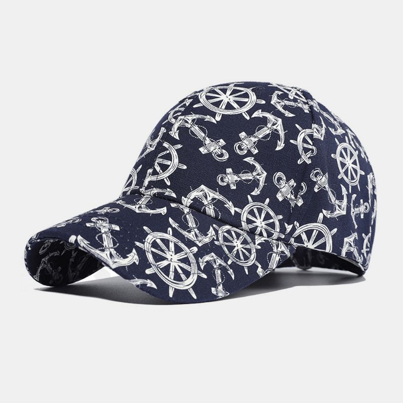 Unisex-Puuvillakuvioitu Ivy Cap Päällinen Veneankkurikuvio Kesän Ulkoilu Baseball-Hatut