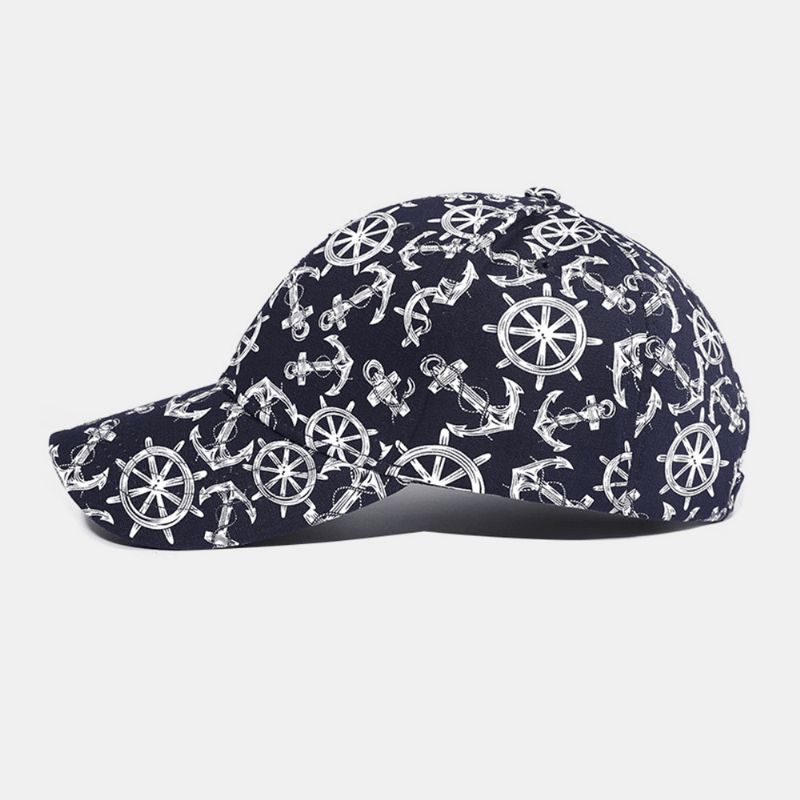 Unisex-Puuvillakuvioitu Ivy Cap Päällinen Veneankkurikuvio Kesän Ulkoilu Baseball-Hatut