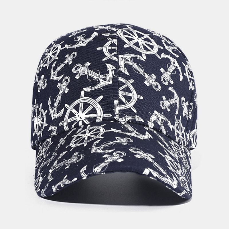 Unisex-Puuvillakuvioitu Ivy Cap Päällinen Veneankkurikuvio Kesän Ulkoilu Baseball-Hatut