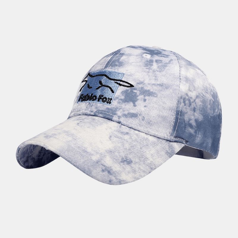 Unisex Tie-Dye Ivy Cap Little Fox Kirjontakuvioinen Ulkona Aurinkovarjo Rento Säädettävä Lippalakki Baseball-Hatut