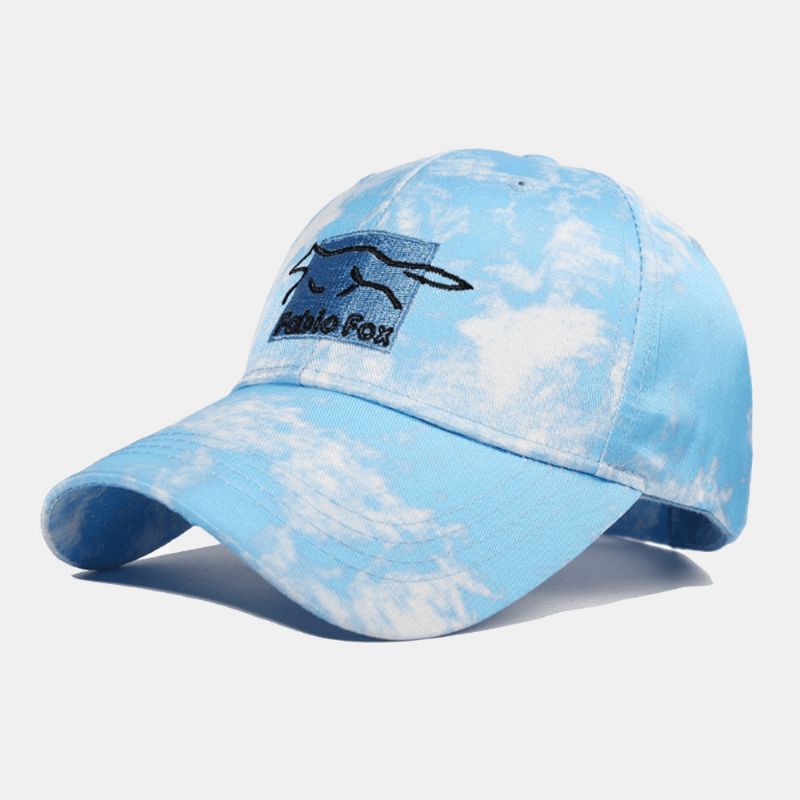 Unisex Tie-Dye Ivy Cap Little Fox Kirjontakuvioinen Ulkona Aurinkovarjo Rento Säädettävä Lippalakki Baseball-Hatut