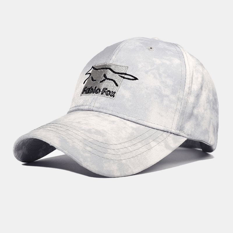 Unisex Tie-Dye Ivy Cap Little Fox Kirjontakuvioinen Ulkona Aurinkovarjo Rento Säädettävä Lippalakki Baseball-Hatut