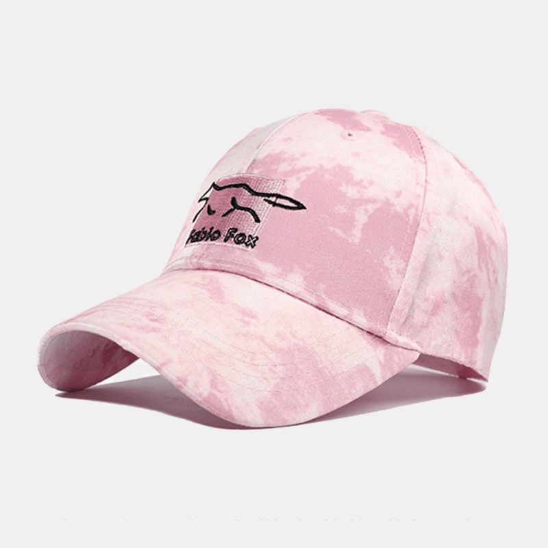 Unisex Tie-Dye Ivy Cap Little Fox Kirjontakuvioinen Ulkona Aurinkovarjo Rento Säädettävä Lippalakki Baseball-Hatut