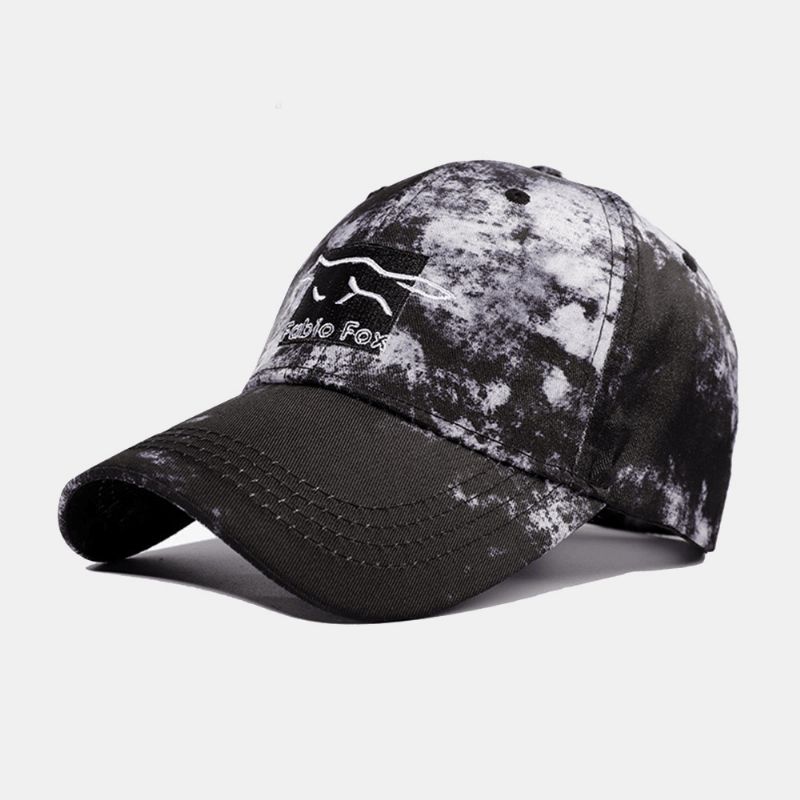 Unisex Tie-Dye Ivy Cap Little Fox Kirjontakuvioinen Ulkona Aurinkovarjo Rento Säädettävä Lippalakki Baseball-Hatut